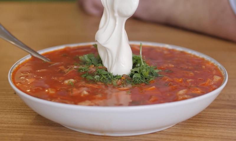 Борщ со свеклой и мясом